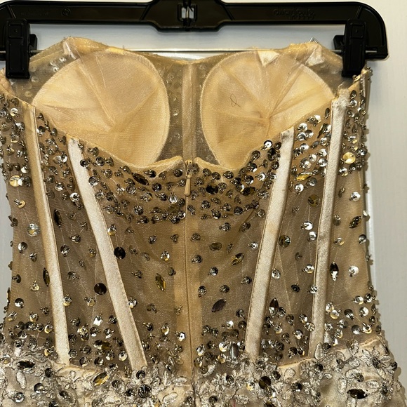 Jovani Strapless Beaded Champagne Mermaid Gown *Prom *Bridal - Picture 4 of 13